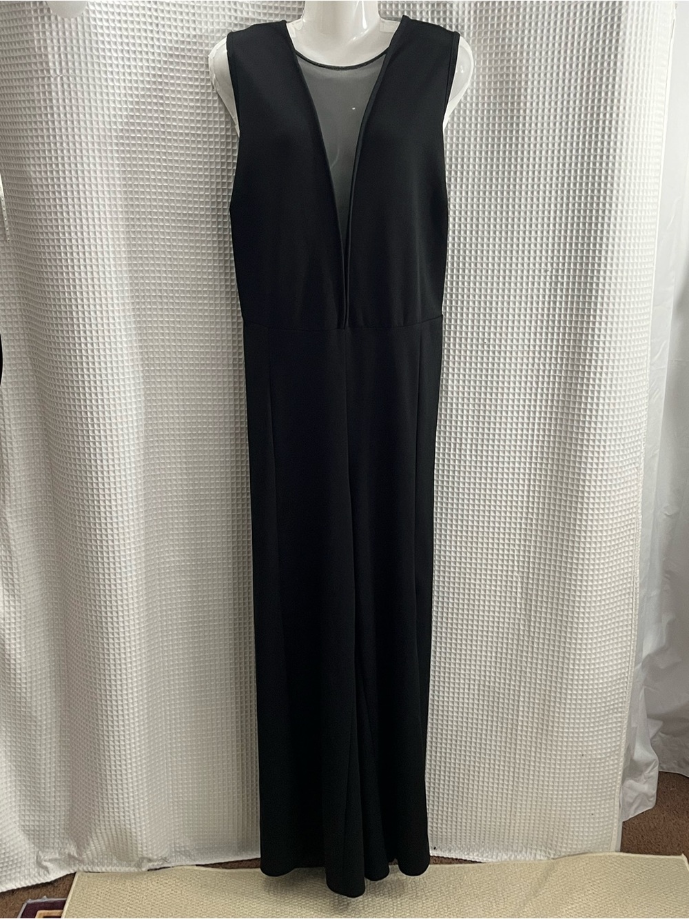 Ashley Stewart Black Wide-Leg Jumpsuit with Sheer V-Panel size 22/24